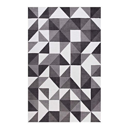 area rugs | CasaFoyer Kahula Geometric Triangle Mosaic Area Rug | Modern Design | Soft Polyester Microfiber | Jute Fabric Bottom | Stain-Resistant | Easy to Maintain | 5x8 Size | Black, Gray, White | casafoyer.myshopify.com