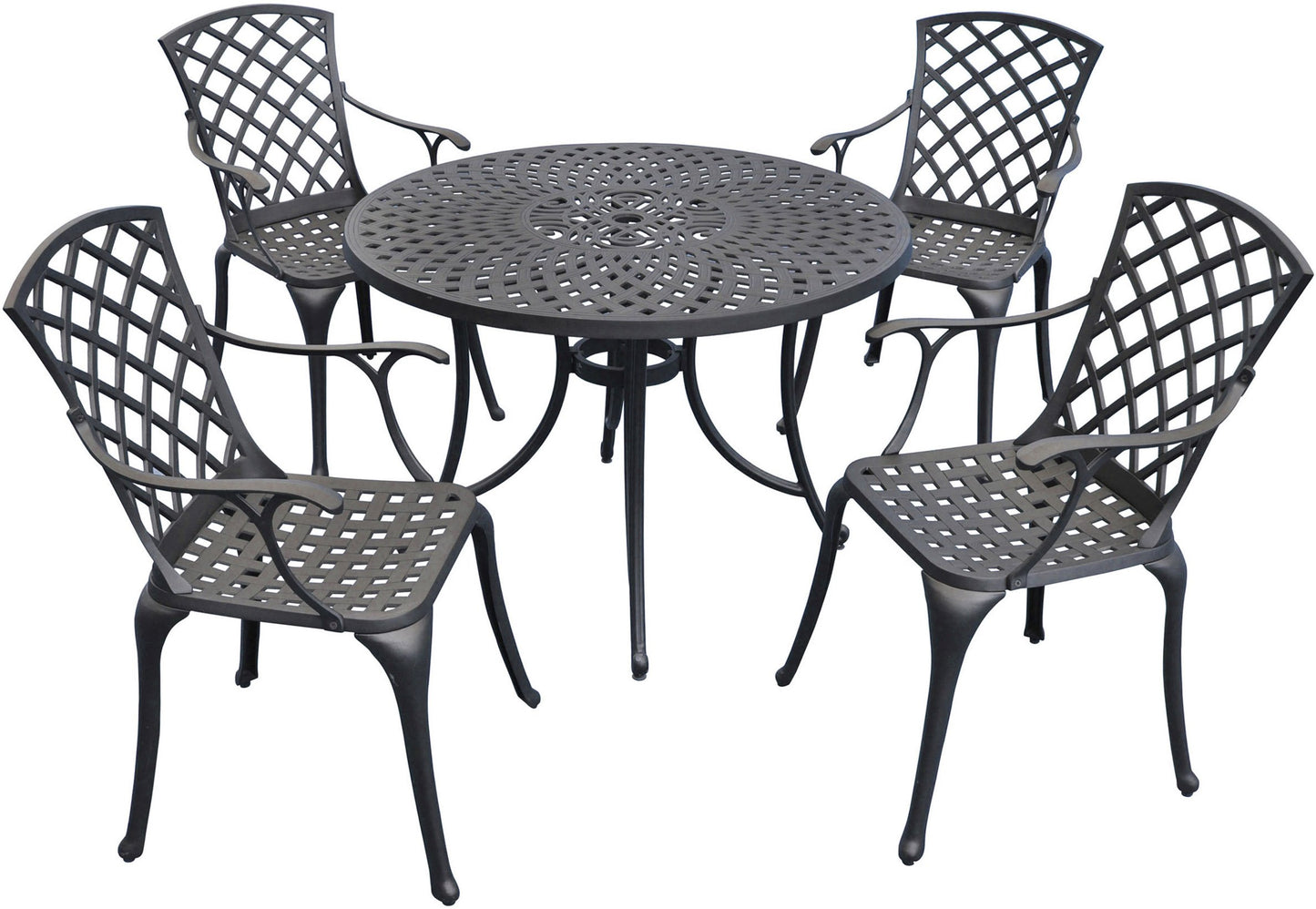 Dining Table | Premium Aluminum Outdoor Dining Set | Cool & Comfortable Experience | Stylish & Durable | Charcoal Black Finish | Ergonomic High Back Chairs | casafoyer.myshopify.com