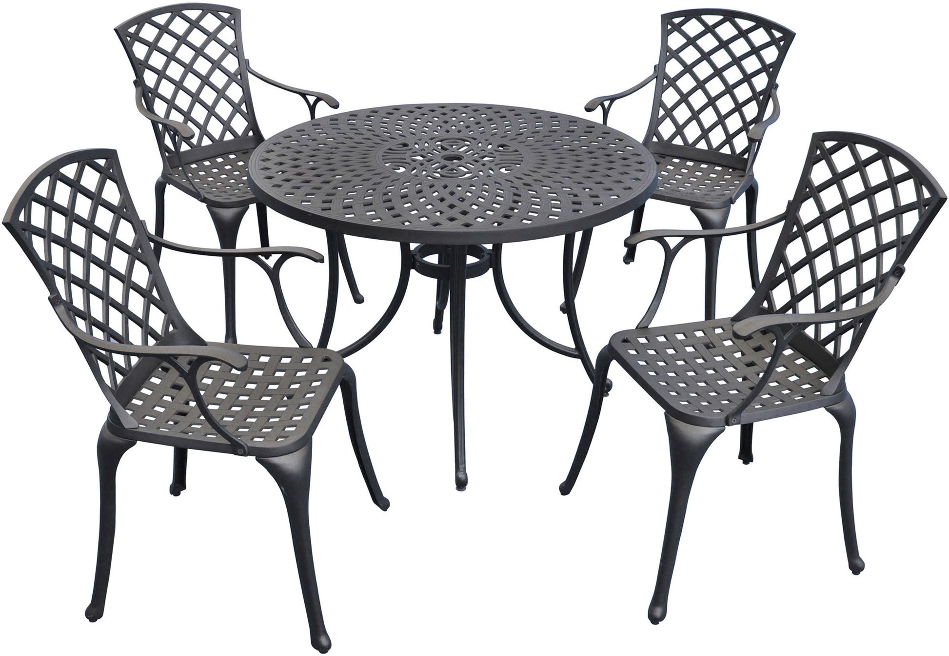Dining Table | Premium Aluminum Outdoor Dining Set | Cool & Comfortable Experience | Stylish & Durable | Charcoal Black Finish | Ergonomic High Back Chairs | casafoyer.myshopify.com