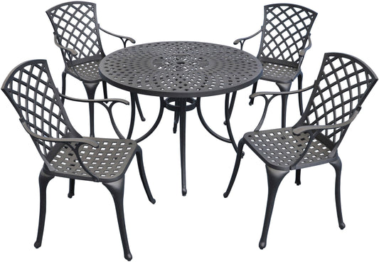 Dining Table | Premium Aluminum Outdoor Dining Set | Cool & Comfortable Experience | Stylish & Durable | Charcoal Black Finish | Ergonomic High Back Chairs | casafoyer.myshopify.com