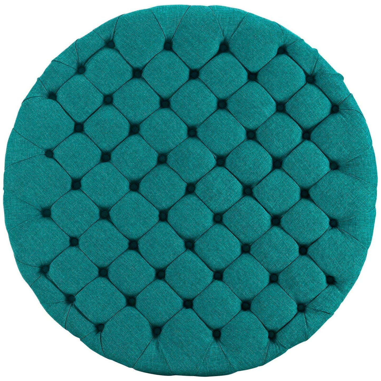 ottomans | CasaFoyer Amour Round Ottoman | Elegant Tufted Design | Plush Foam Padding | High-Quality Fabric Upholstery | Non-Marking Legs | Versatile for Bedroom, Living Room, Lounge, Office | Teal | casafoyer.myshopify.com
