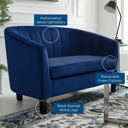 sofas | CasaFoyer Prospect Performance Velvet Loveseat | Modern Barrel Back Design | Stain-Resistant Upholstery | Chic Channel Tufting | Retro Modern Elements | Ultimate Comfort | 331 lbs Weight Capacity | casafoyer.myshopify.com