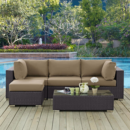 kitchen and dining room sets | CasaFoyer Convene Outdoor Sectional Set | Synthetic Rattan | Weather-Resistant Cushions | 5 Piece Patio Sofa Set | casafoyer.myshopify.com