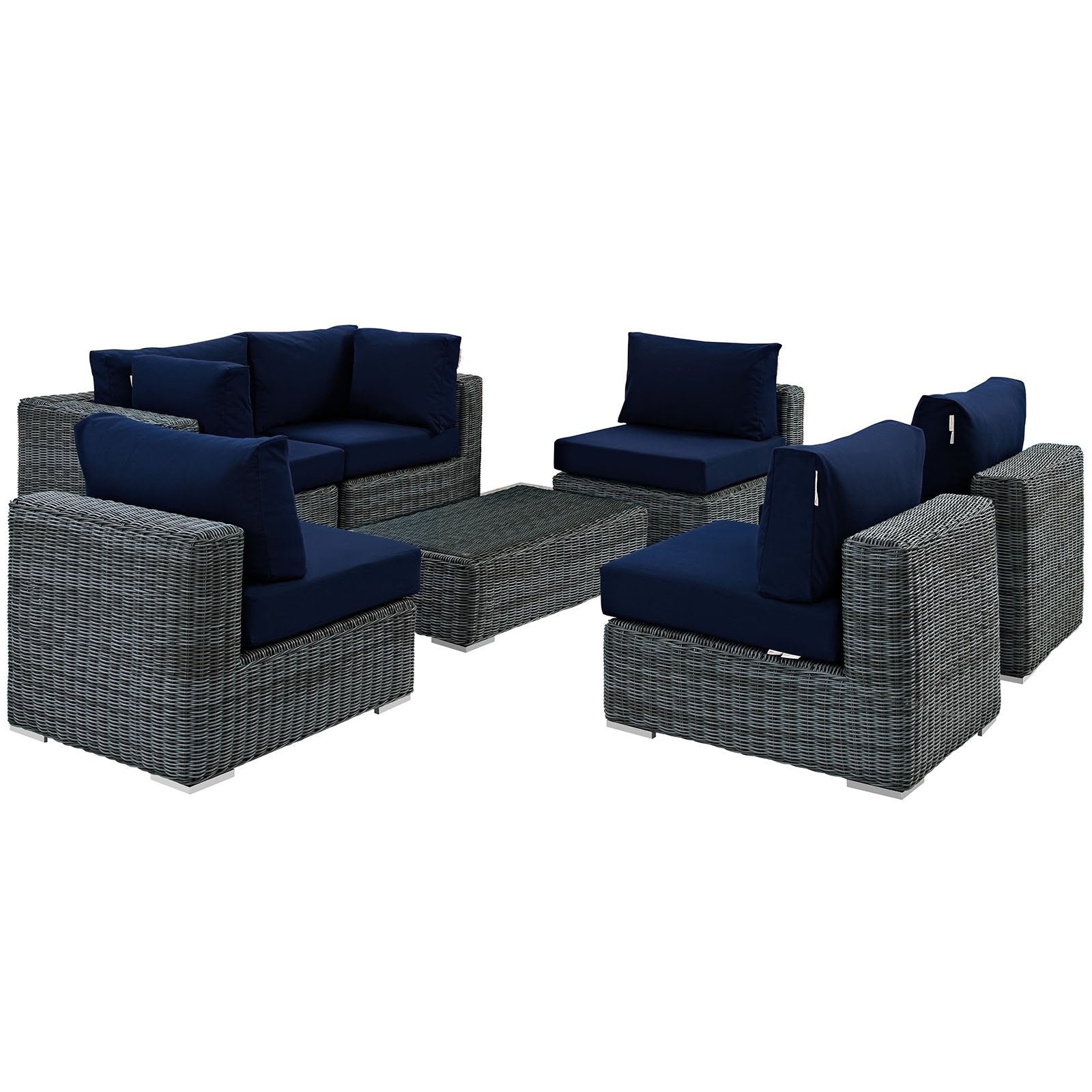 kitchen and dining room sets | CasaFoyer Ultimate Comfort | Summon Outdoor Patio Sectional Sofa Set - 7 Piece | Two-Tone Rattan | Sunbrella Cushions | UV Protection | Aluminum Frame | casafoyer.myshopify.com