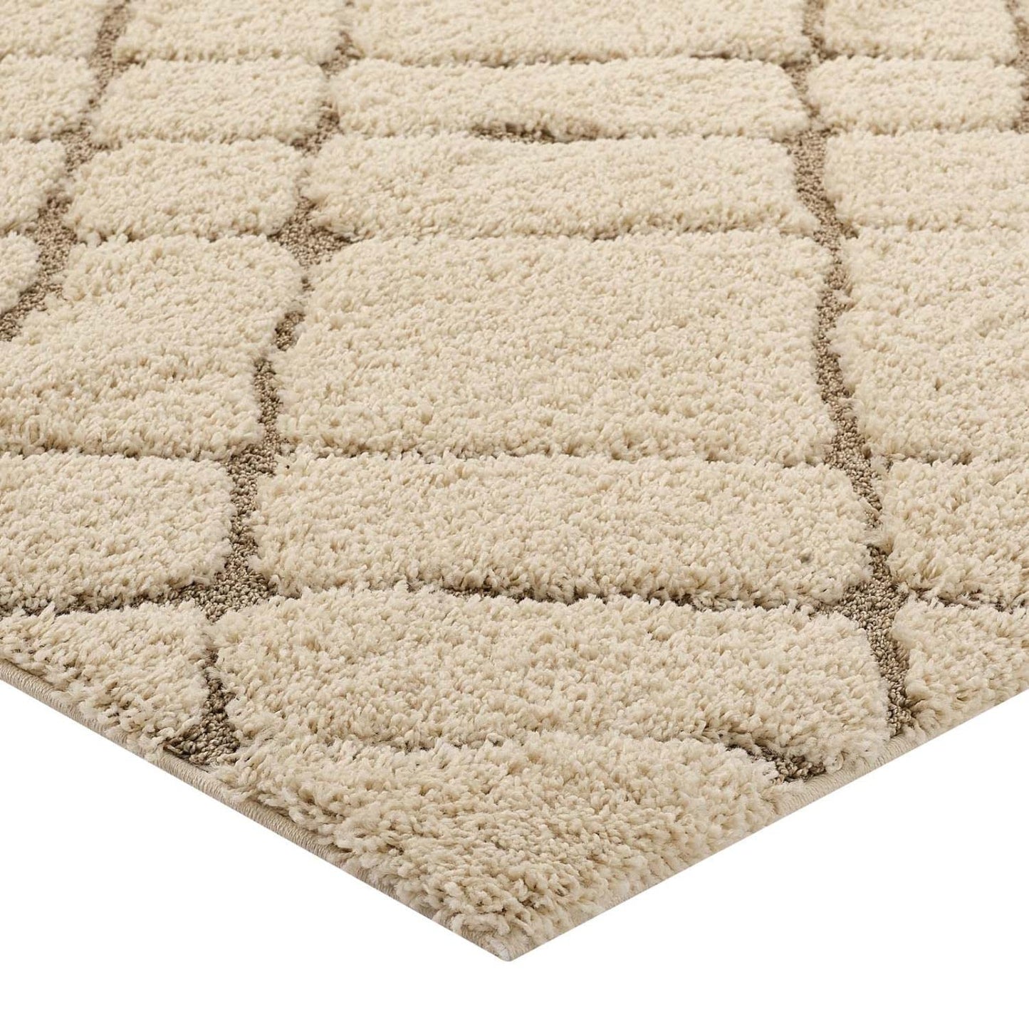 area rugs | CasaFoyer Jubilant Abstract Geometric Area Rug | Modern Design | Durable Polypropylene Shag | Jute Backing | 1.18-inch Pile | Non-Shedding | Stain-Resistant | Easy to Clean | 5x8 | Cream and Beige | casafoyer.myshopify.com