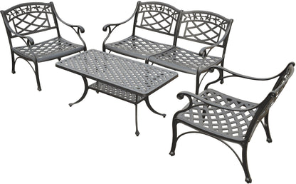 Patio Furniture Sets | Scorching Heat-Resistant Outdoor Conversation Seating Set | Loveseat | 2 Club Chairs | Cocktail Table | Black Finish | casafoyer.myshopify.com