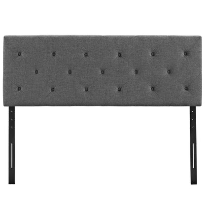 headboards | CasaFoyer  Terisa Button Tufted Linen Fabric King Headboard | Gray | Solid Wood Frame | Adjustable Legs | Diamond-Patterned Trim | Durable Polyester Upholstery | casafoyer.myshopify.com