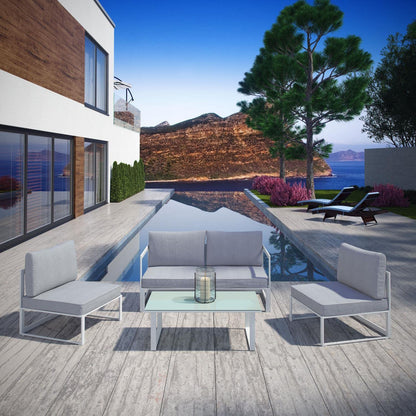 Patio Furniture Sets | Fortuna Outdoor Patio Collection | 9-Piece Sectional Sofa Set | Durable Aluminum Frame | All-Weather Cushions | Includes Coffee Table, Chairs, and Ottomans | casafoyer.myshopify.com
