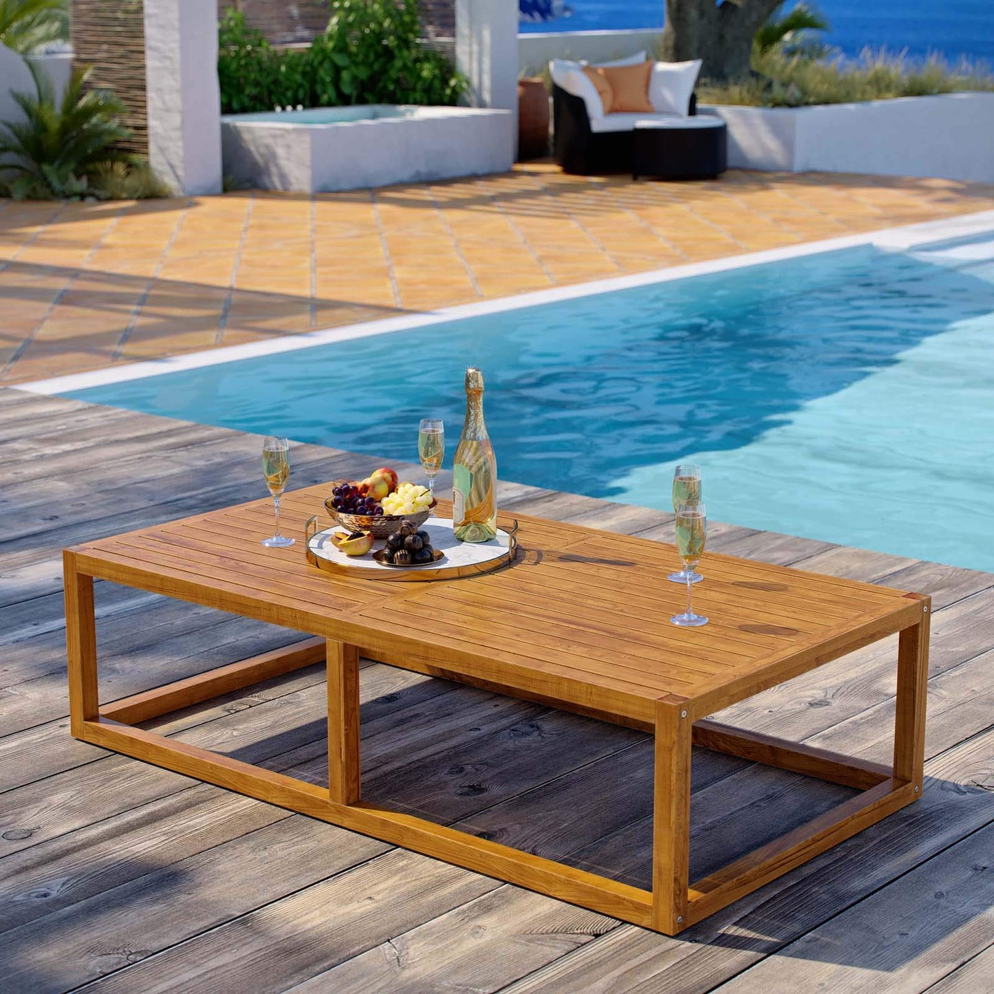 coffee tables | Ergode Newbury Premium Grade A Teak Outdoor Patio Collection | Enhance Your Outdoor Ambiance with Exquisite Teak Furniture | Includes Coffee Table | casafoyer.myshopify.com