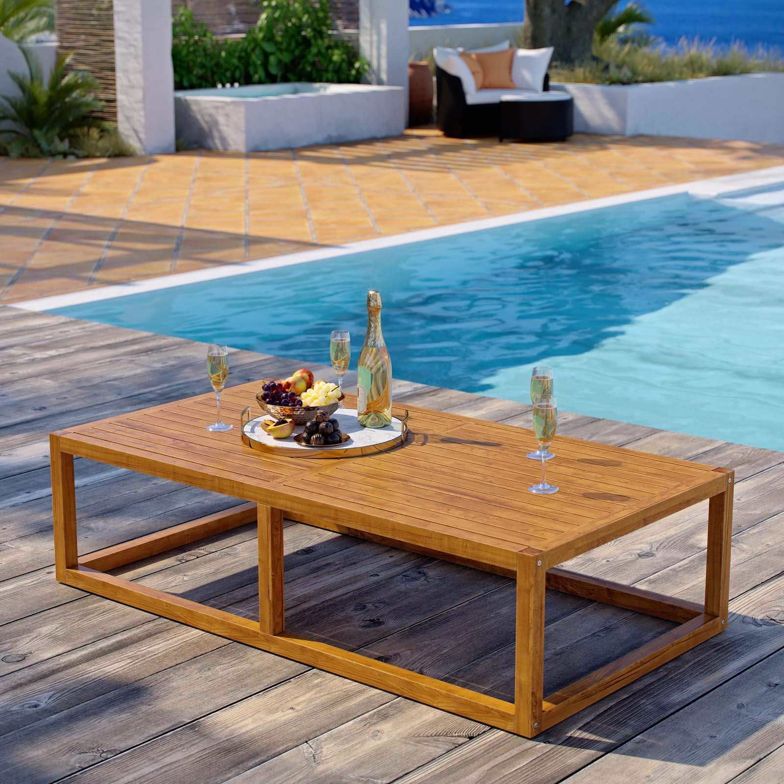 coffee tables | Ergode Newbury Premium Grade A Teak Outdoor Patio Collection | Enhance Your Outdoor Ambiance with Exquisite Teak Furniture | Includes Coffee Table | casafoyer.myshopify.com