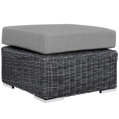 Ottoman | Summon Outdoor Patio Ottoman | Ultimate Comfort & Quality | Two-Tone Rattan Weave | Sunbrella Cushions | Sturdy Aluminum Frame | Modern Design | casafoyer.myshopify.com