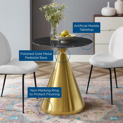 patio dining tables | CasaFoyer Tupelo 28 Dining Table | Modern Style | Elegant Organic Shape | Polished Gold Metal Base | Artificial Marble Top | Easy-to-Clean Finish | Non-Marking Ring | casafoyer.myshopify.com