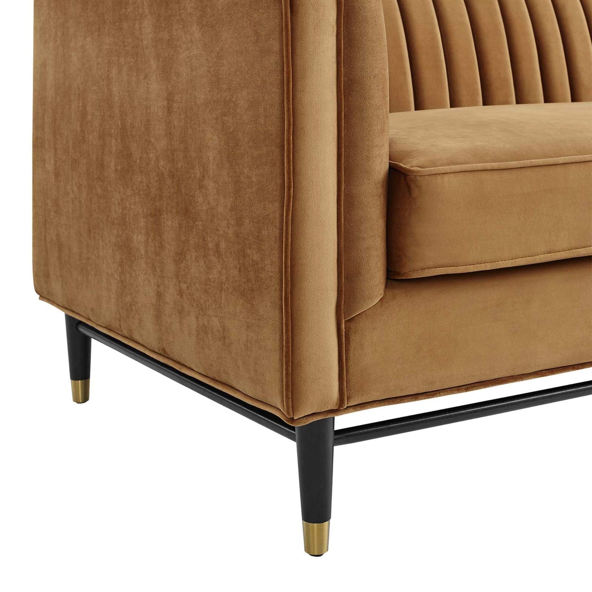 sofas | CasaFoyer Devote Channel Tufted Performance Velvet Loveseat | Retro Design | Stain-Resistant | Luxurious Seating | Cognac | casafoyer.myshopify.com