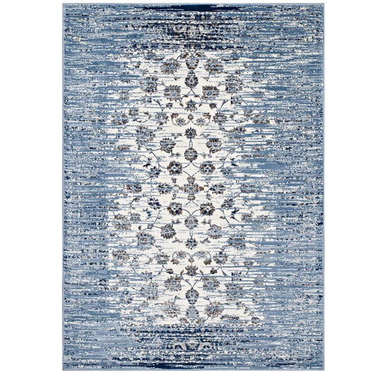 Carpet & Rugs | CasaFoyer Chiara Distressed Floral Lattice Area Rug | Moroccan Blue/Ivory | 5x8 ft | Durable & Stain-Resistant | Rubber Bottom | Family-Friendly | Perfect for Any Room | casafoyer.myshopify.com