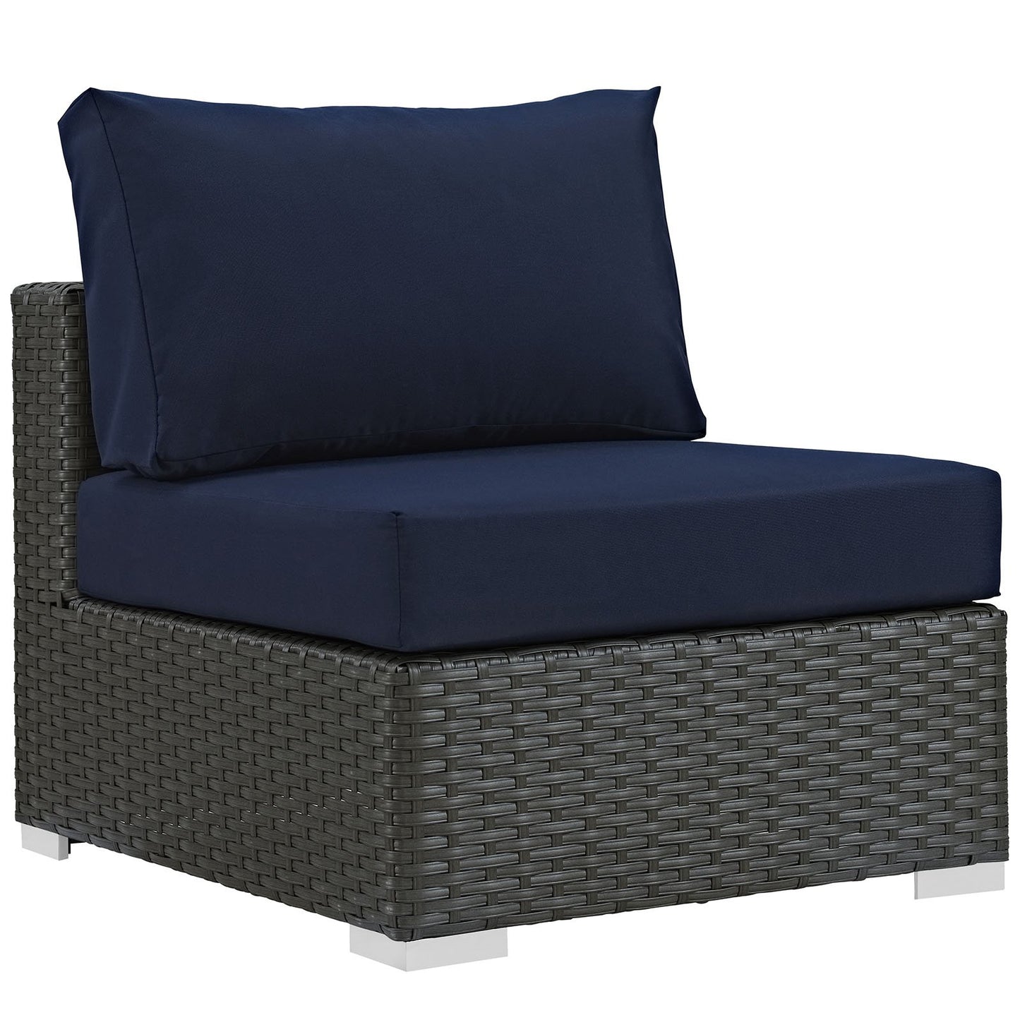 Patio Furniture Sets | Sojourn Outdoor Patio Armless Chair | Sunbrella Fabric | Synthetic Rattan | UV Protection | Aluminum Frame | casafoyer.myshopify.com