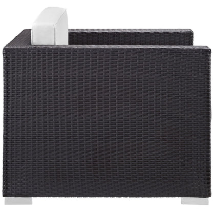 Patio Furniture Sets | Convene Outdoor Sectional Set | Rattan Weave | Aluminum Frame | All-Weather Cushions | Patio Sofa, Armchair, Ottoman, Side Table | casafoyer.myshopify.com
