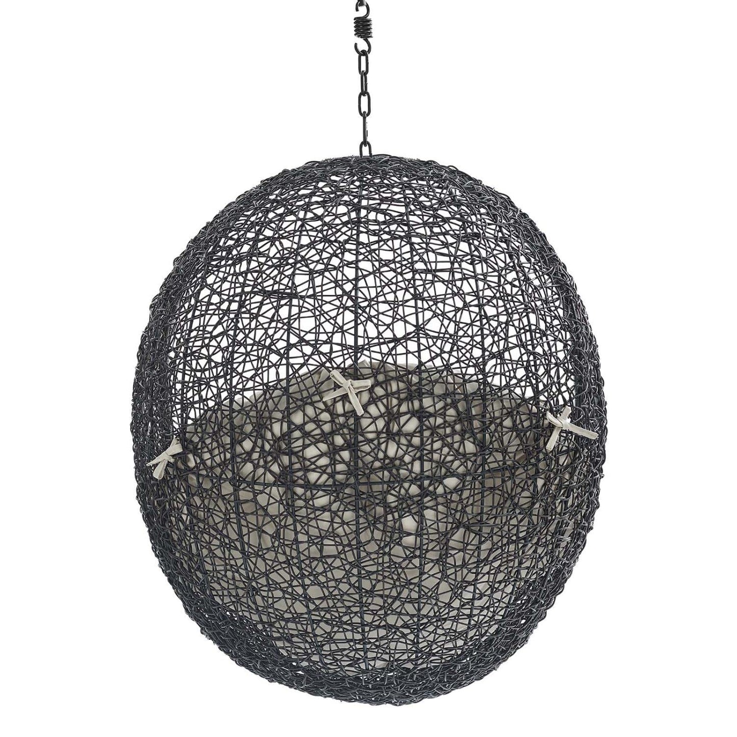 porch swings | Ergode Encase Outdoor Patio Swing Chair | Tranquil Retreat with Synthetic Rattan Weave & Plush Cushion | Ideal for Patio, Backyard, Porch, Poolside | Weather & UV Resistant | Adjustable Steel Chain | Black Beige | casafoyer.myshopify.com