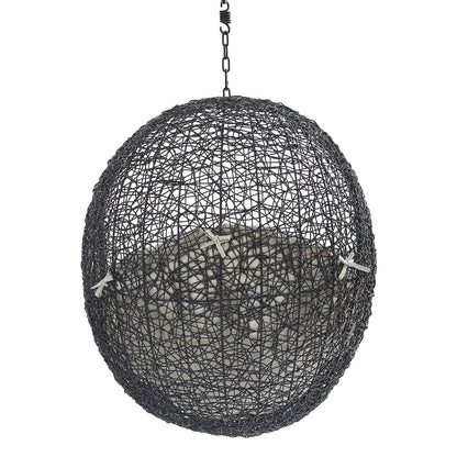 porch swings | Ergode Encase Outdoor Patio Swing Chair | Tranquil Retreat with Synthetic Rattan Weave & Plush Cushion | Ideal for Patio, Backyard, Porch, Poolside | Weather & UV Resistant | Adjustable Steel Chain | Black Beige | casafoyer.myshopify.com