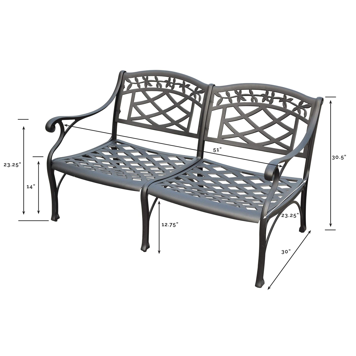 Patio Furniture Sets | Heavy-Duty Aluminum Loveseat | Cool & Relaxing Design | Charcoal Black Finish | Weather-Resistant & Comfortable Contoured Seats | casafoyer.myshopify.com
