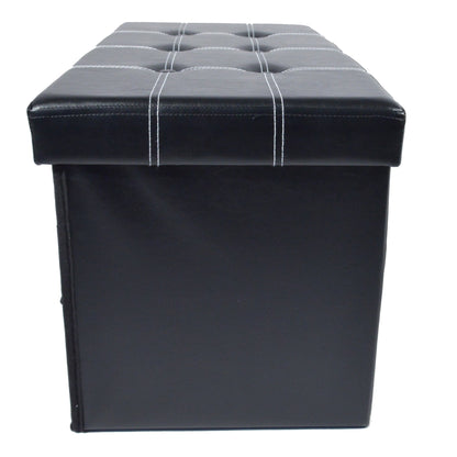 ottomans | CasaFoyer Collapsible 6 Drawer Storage Ottoman | Stylish & Functional Entryway Organizer | Shoe Bench & Footboard Ottoman | Black Faux Leather | 30x15x15 | casafoyer.myshopify.com