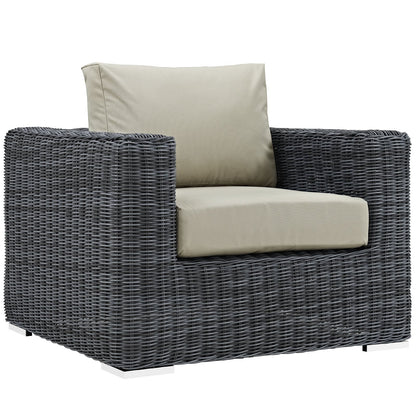 kitchen and dining room sets | CasaFoyer Summon Outdoor Patio Sectional Sofa Set | Two-Tone Rattan | Sunbrella Cushions | Aluminum Frame | Includes Ottoman & Armchairs | casafoyer.myshopify.com