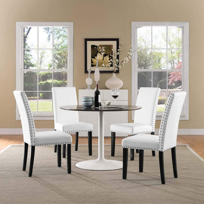 home office desk chairs | CasaFoyer Parcel Dining Chair Set of 4 | Faux Leather Upholstered | Nail-Head Trim | Comfortable Foam Padding | Solid Wood Legs | Easy Assembly | Stylish Dining Enhancement | casafoyer.myshopify.com