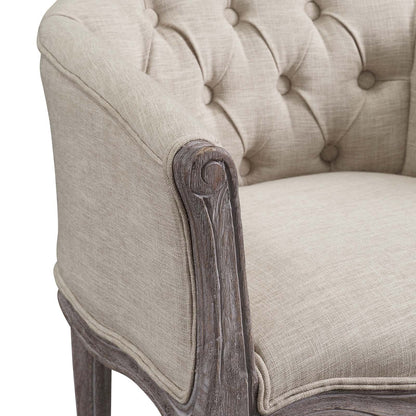 home office desk chairs | CasaFoyer Crown Vintage French Upholstered Accent Chair | Luxurious Elegance | Fluted Wood Frame | Cabriole Legs | Plush Foam Upholstery | Button Tufting | Beige | casafoyer.myshopify.com