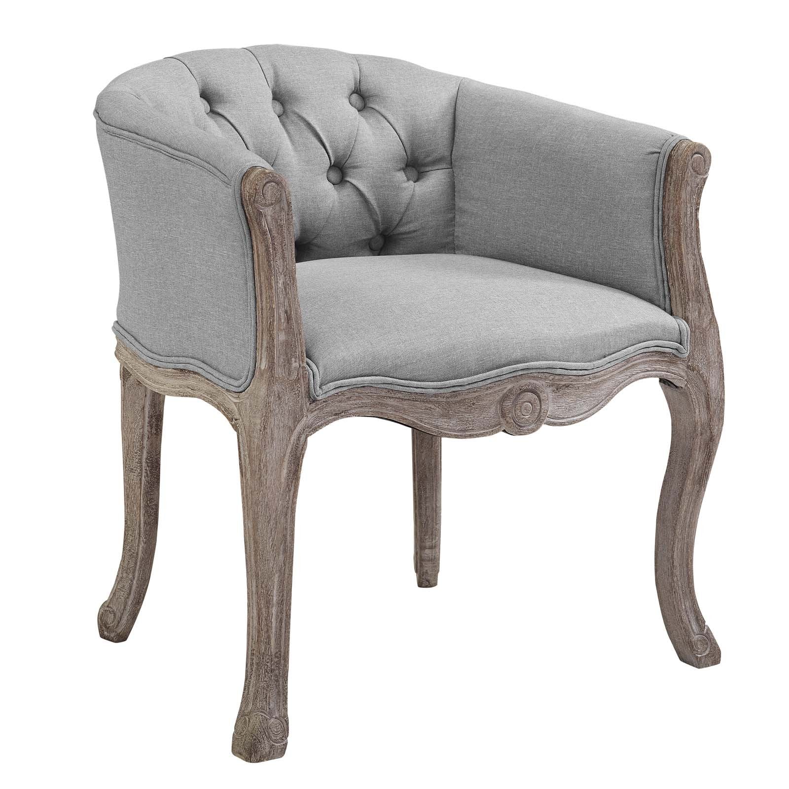 home office desk chairs | CasaFoyer Crown Vintage French Upholstered Accent Chair | Luxurious Elegance | Fluted Wood Frame | Cabriole Legs | Plush Foam Seat | Button Tufting | Weathered Vintage French Aesthetic | Supports 331 lbs | Foot Pads | Fully Assembled | casafoyer.myshopify.com