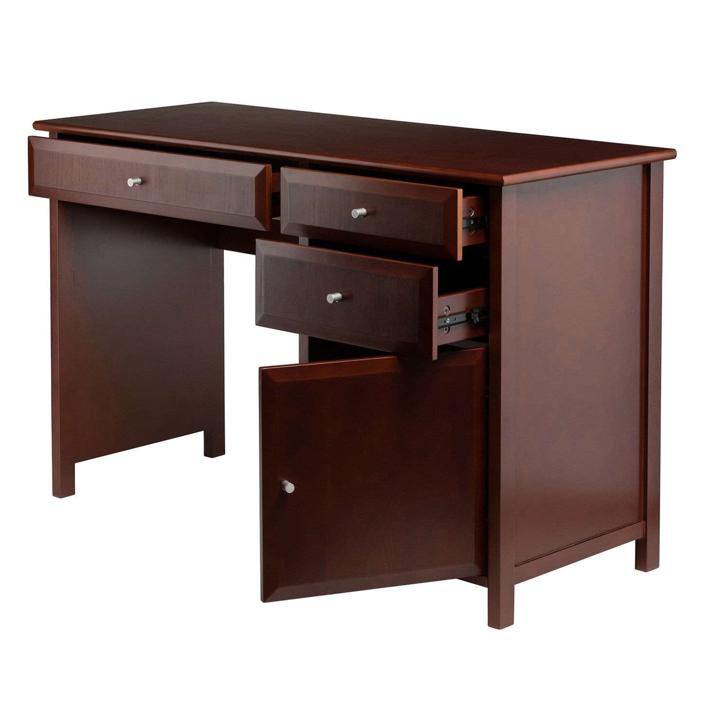 DESK | Ergode Delta Office Desk | Sleek & Modern Design | Walnut Finish | Drawers & Cabinet for Organization | Composite Wood | Easy Assembly | 30.7H x 47.2W x 20.2D | casafoyer.myshopify.com