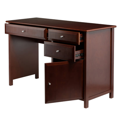 DESK | Ergode Delta Office Desk | Sleek & Modern Design | Walnut Finish | Drawers & Cabinet for Organization | Composite Wood | Easy Assembly | 30.7H x 47.2W x 20.2D | casafoyer.myshopify.com