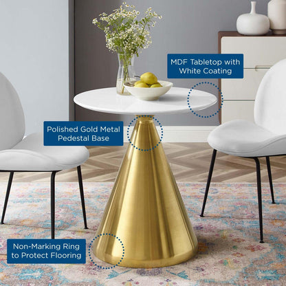 patio dining tables | CasaFoyer Tupelo 28 Dining Table | Modern Style | Mid-Century Design | Polished Gold Base | White Finish | Easy to Clean | Non-Marking Ring | Assembly Required | casafoyer.myshopify.com