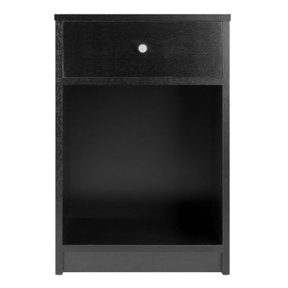 TABLE | CasaFoyer Squamish Accent Table | Versatile Nightstand with Drawer & Open Cabinet | 15.75 x 12.5 x 23.8 | Black Veneer | Assembly Required | casafoyer.myshopify.com