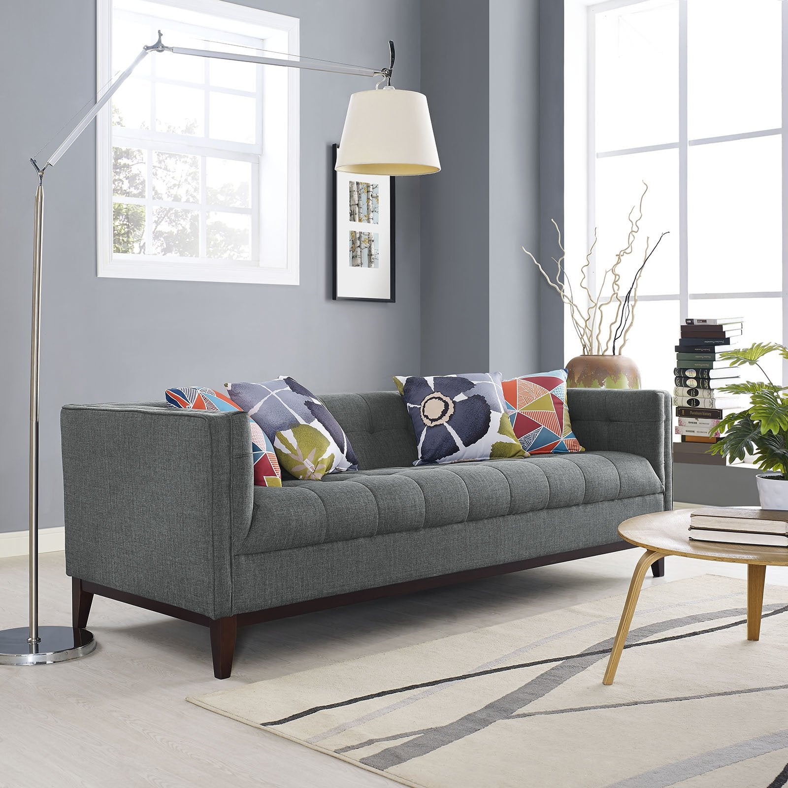 sofas | CasaFoyer Serve Sofa | Tufted Button Design | Opulent Polyester Upholstery | Walnut Legs | Plush Foam Cushioning | Elegant & Comfortable | Ideal for Living Rooms, Lounges, and Reception Areas | casafoyer.myshopify.com