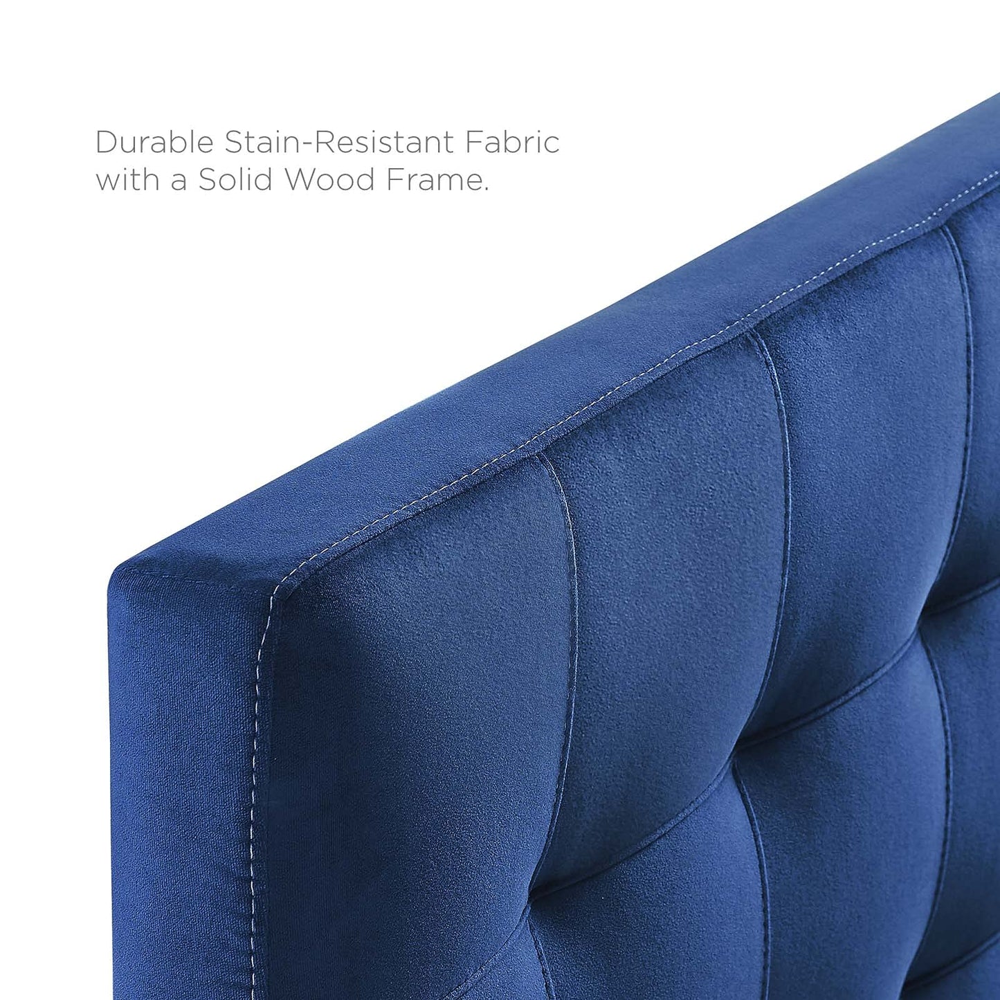 headboards | CasaFoyer Lily Queen Biscuit Tufted Performance Velvet Headboard | Timeless Charm & Luxurious Comfort | Navy | casafoyer.myshopify.com