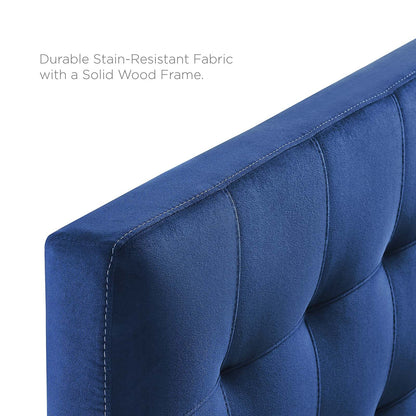 headboards | CasaFoyer Lily Queen Biscuit Tufted Performance Velvet Headboard | Timeless Charm & Luxurious Comfort | Navy | casafoyer.myshopify.com