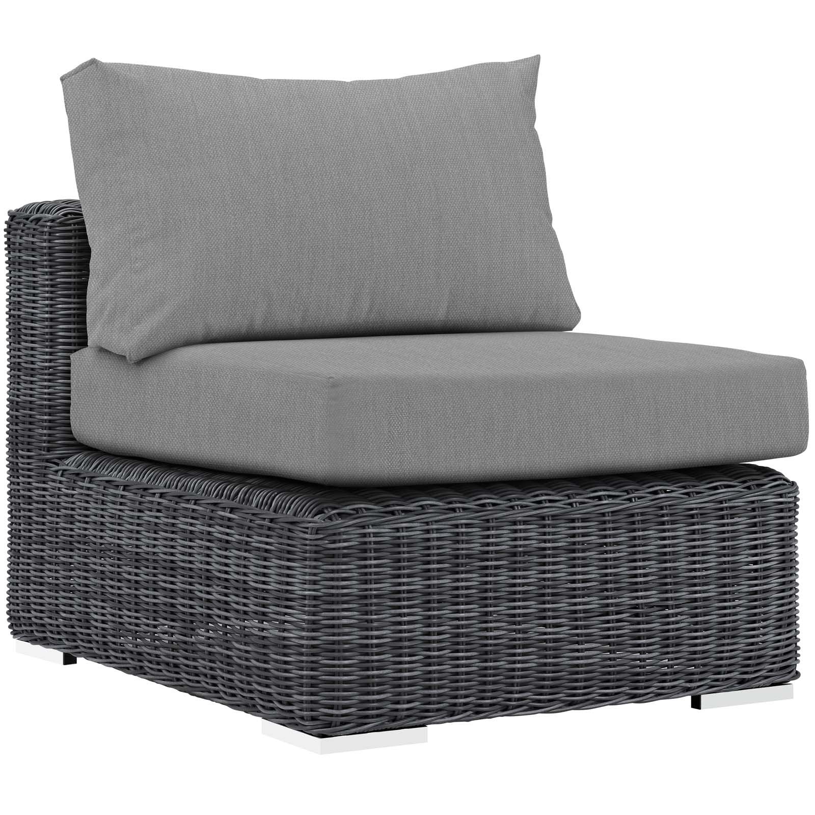 executive chairs | CasaFoyer Summon Outdoor Patio Armless Sectional Sofa Chair | Two-Tone Rattan | Sunbrella Cushions | UV Protection | Aluminum Frame | Perfect for Patio, Backyard, Poolside | Includes 1 Sofa Chair | casafoyer.myshopify.com