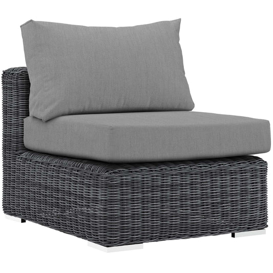 executive chairs | CasaFoyer Summon Outdoor Patio Armless Sectional Sofa Chair | Two-Tone Rattan | Sunbrella Cushions | UV Protection | Aluminum Frame | Perfect for Patio, Backyard, Poolside | Includes 1 Sofa Chair | casafoyer.myshopify.com
