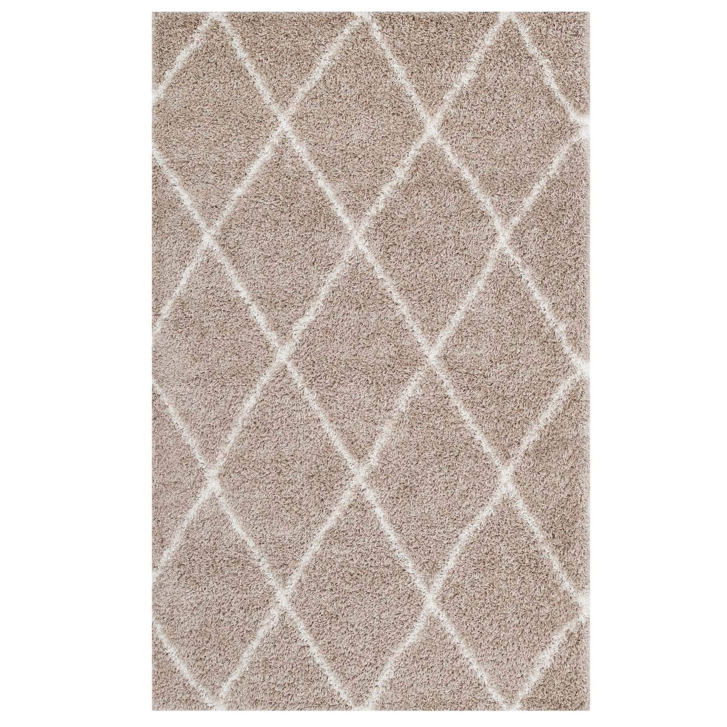Carpet & Rugs | CasaFoyer Toryn Diamond Trellis Shag Area Rug | Beige/Ivory | 5x8 ft | Durable | Non-Shedding | High Density | Jute Bottom | Perfect for Living Room, Bedroom, Family Room | Easy to Clean & Maintain | casafoyer.myshopify.com