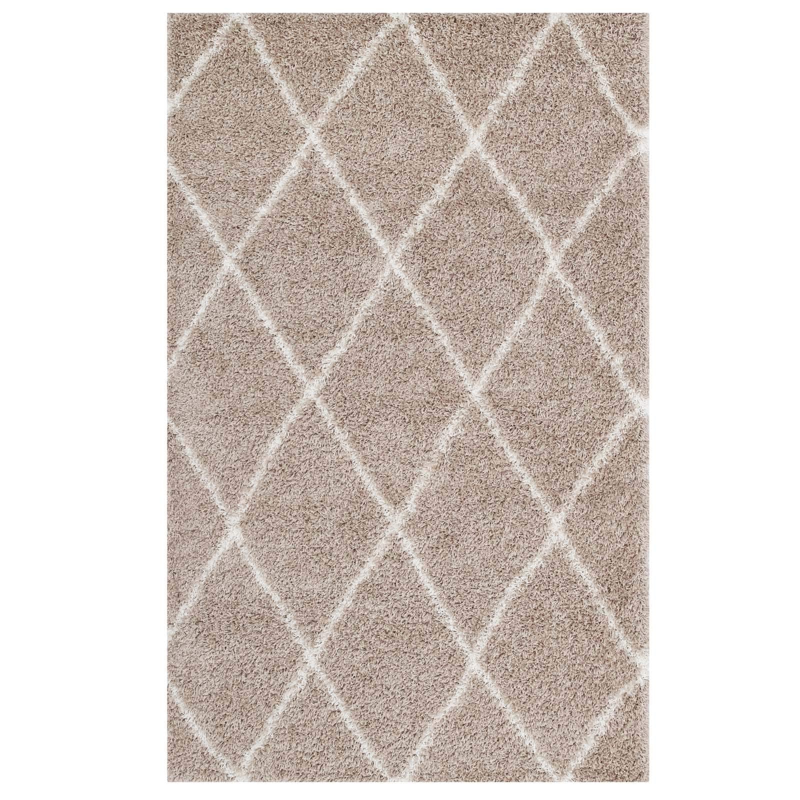 Carpet & Rugs | CasaFoyer Toryn Diamond Trellis Shag Area Rug | Beige/Ivory | 5x8 ft | Durable | Non-Shedding | High Density | Jute Bottom | Perfect for Living Room, Bedroom, Family Room | Easy to Clean & Maintain | casafoyer.myshopify.com