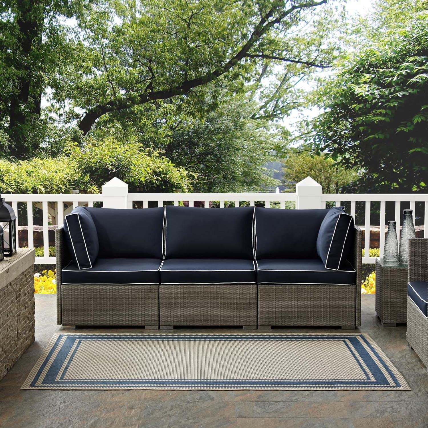 Carpet & Rugs | CasaFoyer  Rim Solid Border Borderline Indoor/Outdoor Area Rug | Durable, Soft, Family-Friendly | Fade & Stain Resistant | 5x8 Blue/Beige | casafoyer.myshopify.com