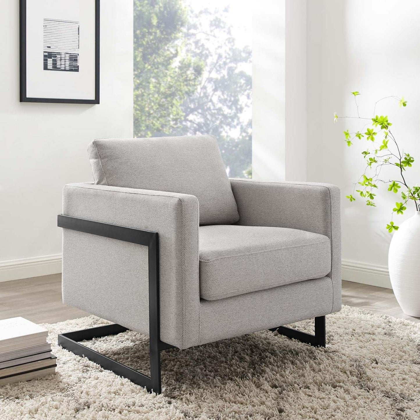 kitchen and dining room sets | CasaFoyer Posse Fabric Upholstered Accent Chair | Opulent Luxury & Glamorous Deco Style | Soft Polyester Fabric | Foam Padding | Sleek Matte Black Stainless Steel Base | No Assembly | 300 lbs Weight Capacity | casafoyer.myshopify.com