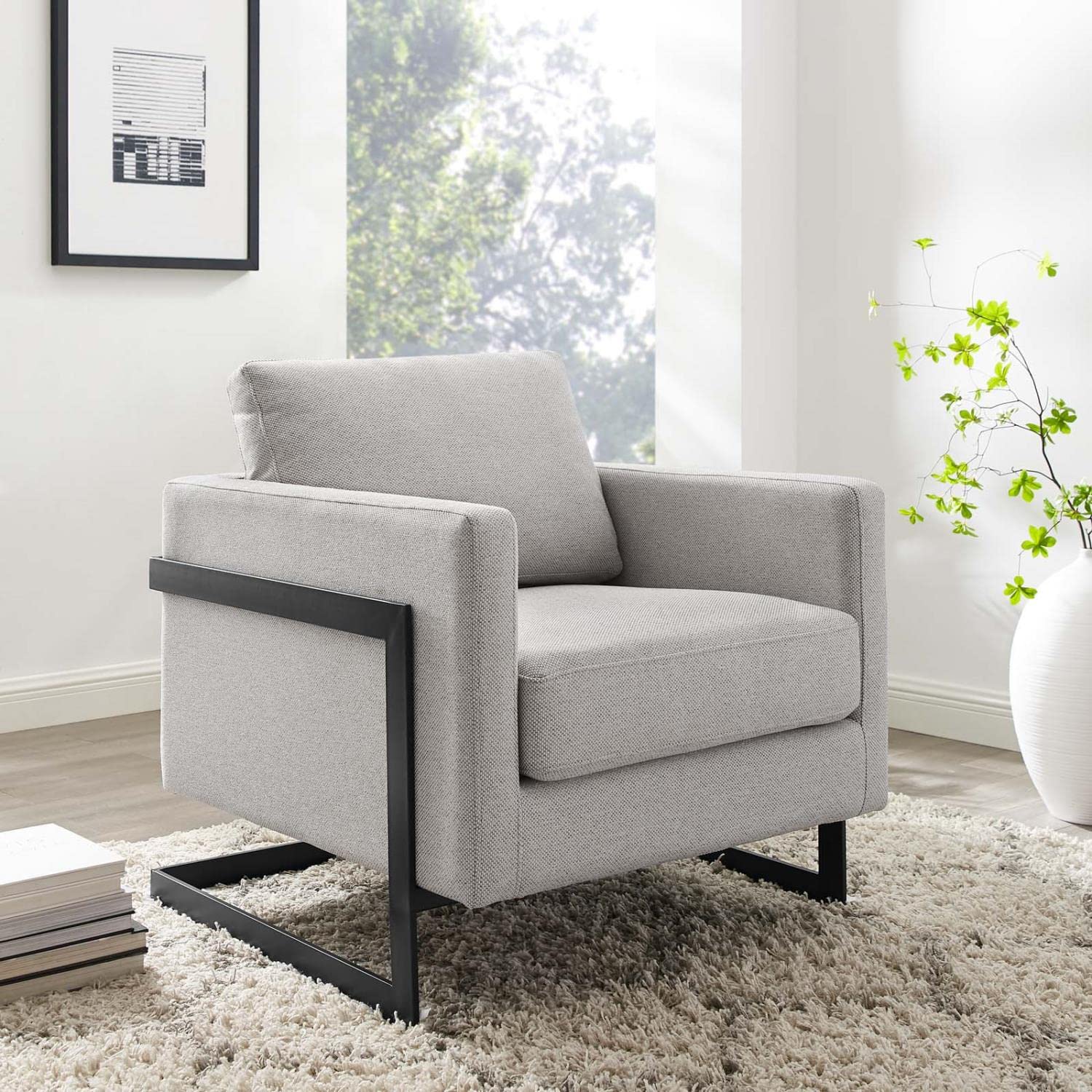 kitchen and dining room sets | CasaFoyer Posse Fabric Upholstered Accent Chair | Opulent Luxury & Glamorous Deco Style | Soft Polyester Fabric | Foam Padding | Sleek Matte Black Stainless Steel Base | No Assembly | 300 lbs Weight Capacity | casafoyer.myshopify.com
