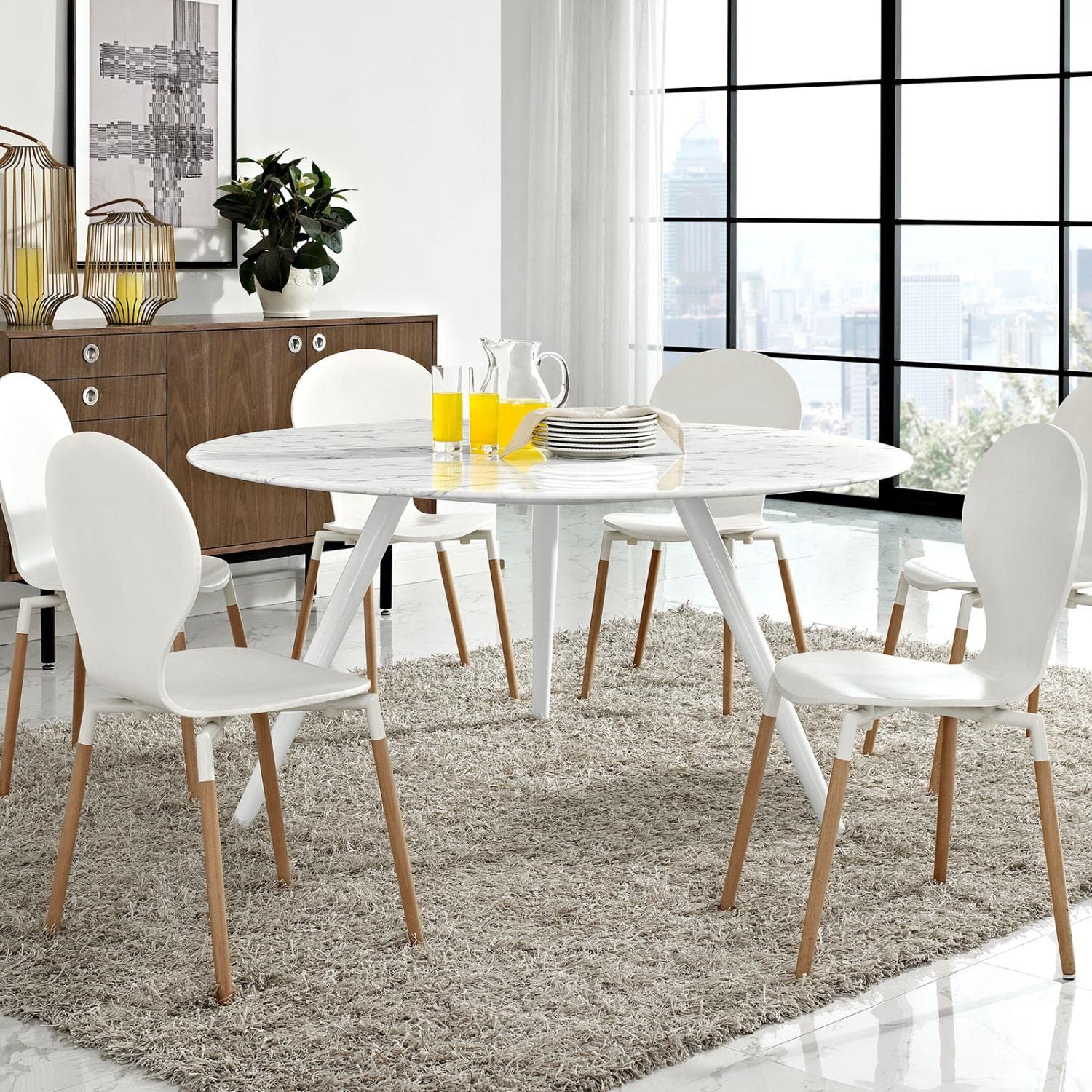 patio dining tables | CasaFoyer Lippa 60 Round Marble Dining Table | Timeless Modern Design | Scratch-Resistant Top | Lacquered Metal Legs | White | casafoyer.myshopify.com