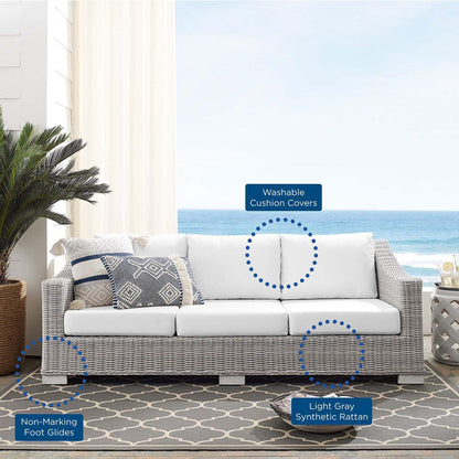sofas | CasaFoyer Conway Outdoor Patio Wicker Rattan Sofa | Stylish & Comfortable | UV-Resistant | Powder-Coated Aluminum Frame | Sunbrella Fabric | 900 lbs Capacity | casafoyer.myshopify.com