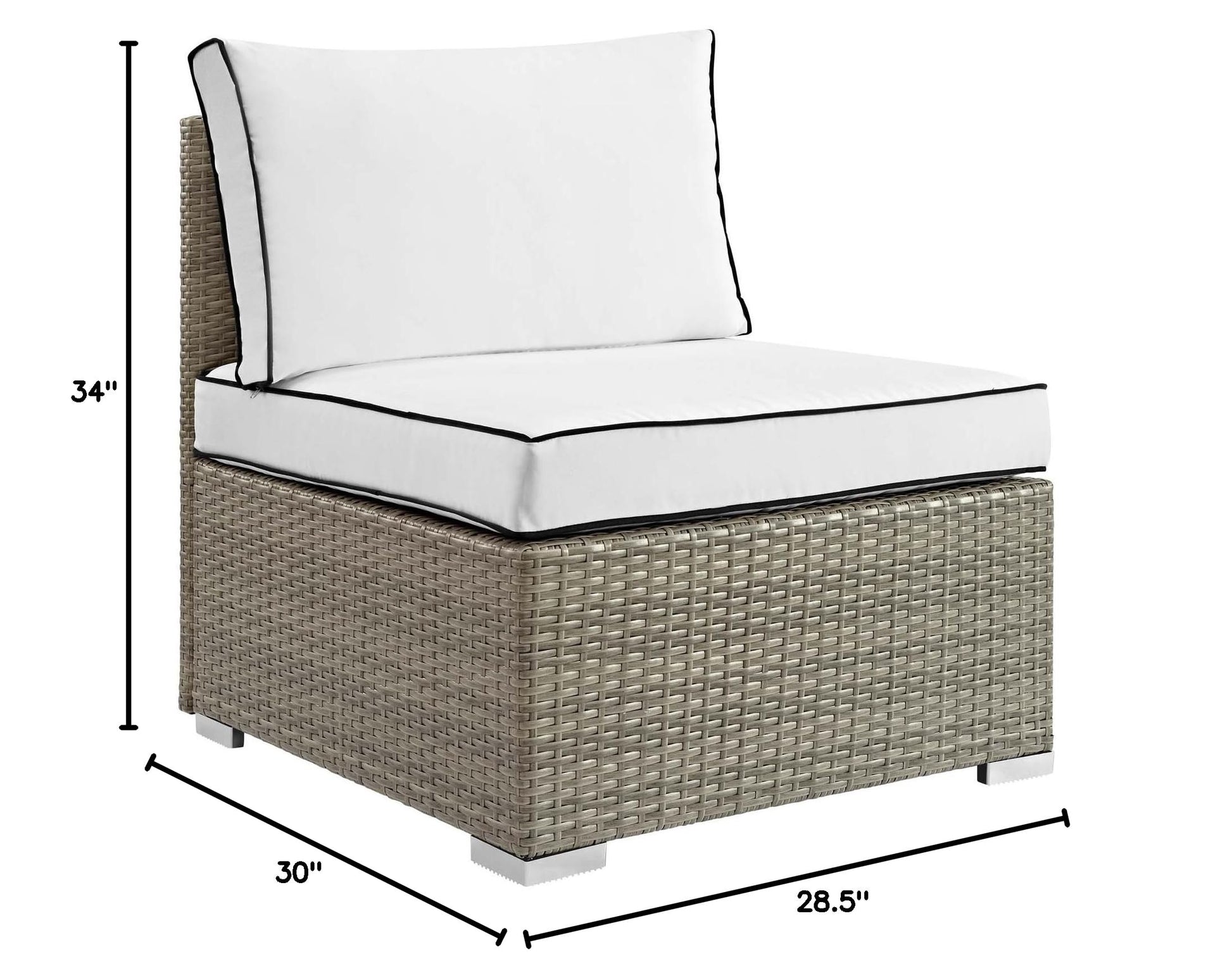 ottomans | CasaFoyer Repose Outdoor Patio Armless Chair | Stylish Tan & Gray Synthetic Rattan | UV Protection | Plush Cushions | Sturdy Aluminum Frame | Perfect for Patio, Backyard, Poolside | casafoyer.myshopify.com