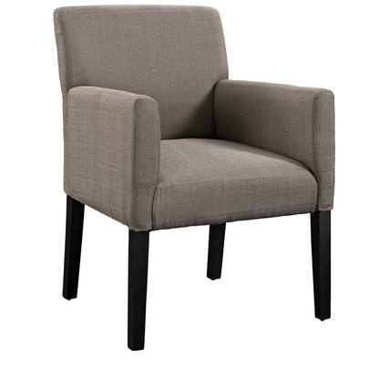 Dining Table | Chloe Wood Legged Armchair | Versatile & Timeless Design | Comfortable Fabric | Sturdy Dark Wooden Legs | Perfect for Dining, Office, or Living Room | Neutral & Engaging | Gray | casafoyer.myshopify.com