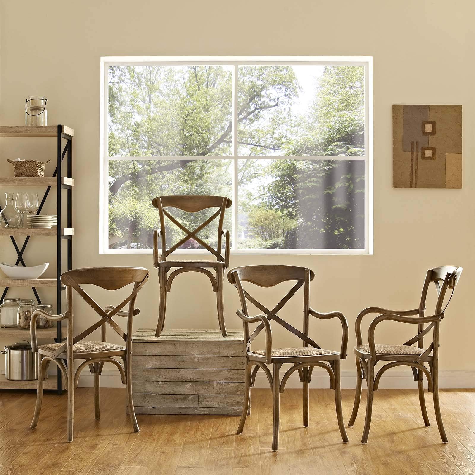 home office desk chairs | CasaFoyer Rustic-Contemporary Dining Armchair Set | Open Backrest | Tapered Legs | Ideal for Tea & Breakfast | Fully Assembled | Set of 4 | casafoyer.myshopify.com