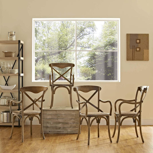 home office desk chairs | CasaFoyer Rustic-Contemporary Dining Armchair Set | Open Backrest | Tapered Legs | Ideal for Tea & Breakfast | Fully Assembled | Set of 4 | casafoyer.myshopify.com
