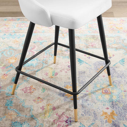 barstools | CasaFoyer Adorn Performance Velvet Counter Stool | Elegant Timeless Design | Stain-Resistant Upholstery | Cozy Seating | Vintage Modern Style | 300 lbs Capacity | Non-Marking Foot Caps | casafoyer.myshopify.com