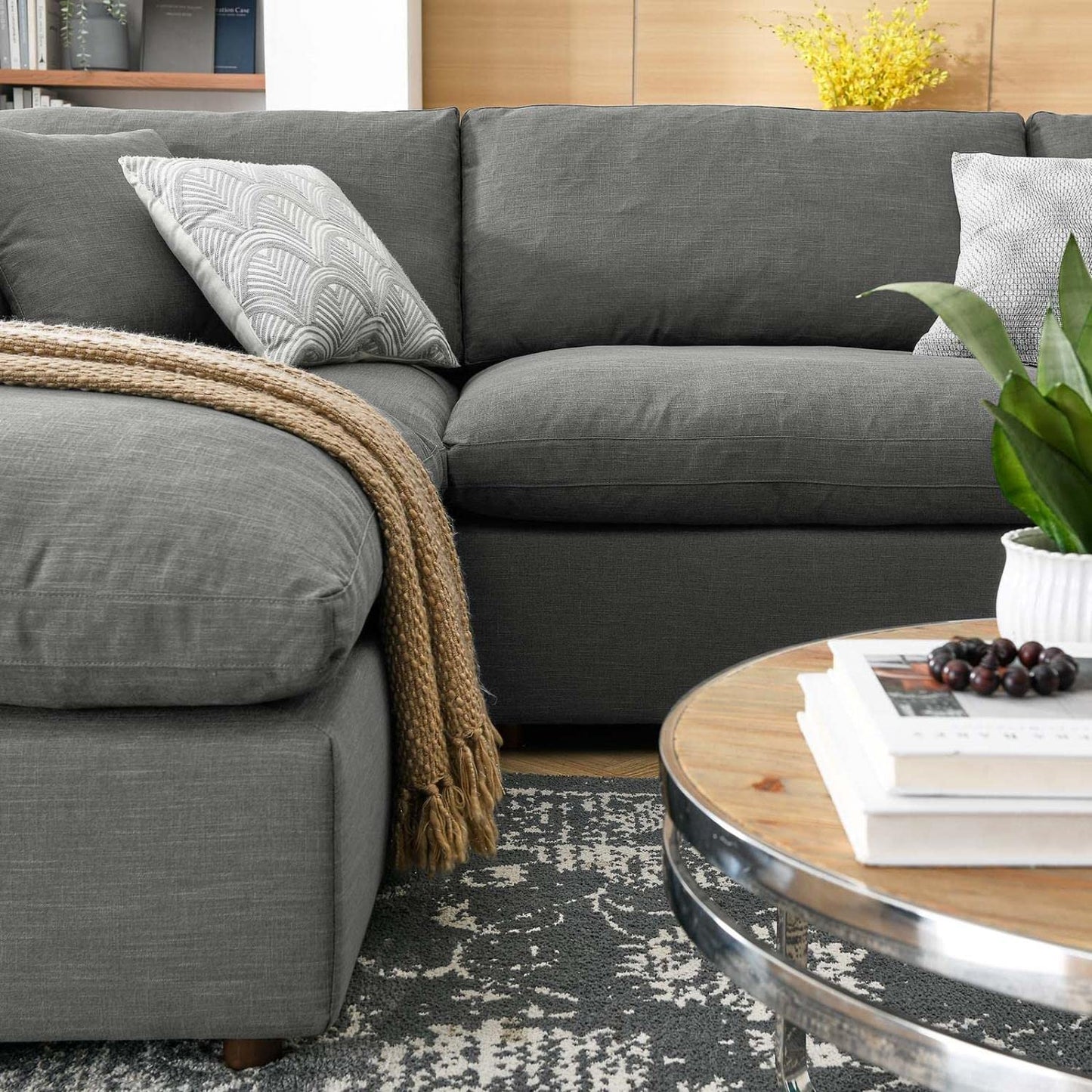 kitchen and dining room sets | CasaFoyer Commix Cozy & Relaxing 6-Piece Sectional Sofa Set | Gray | Plush Comfort | Clean-lined Design | Soft Polyester & Linen Fabric | Solid Wood Construction | Cotton & Down Cushions | Ideal for Living Room or Game Room | Weight Capacity 331 lbs | casafoyer.myshopify.com